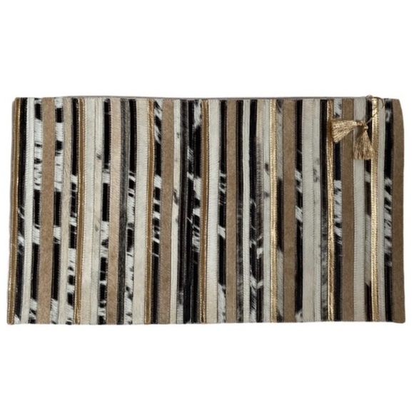 Callisto Home Metallic Leather Patchwork Oblong Cow Hide Pillow Cover NWOT - Picture 6 of 6